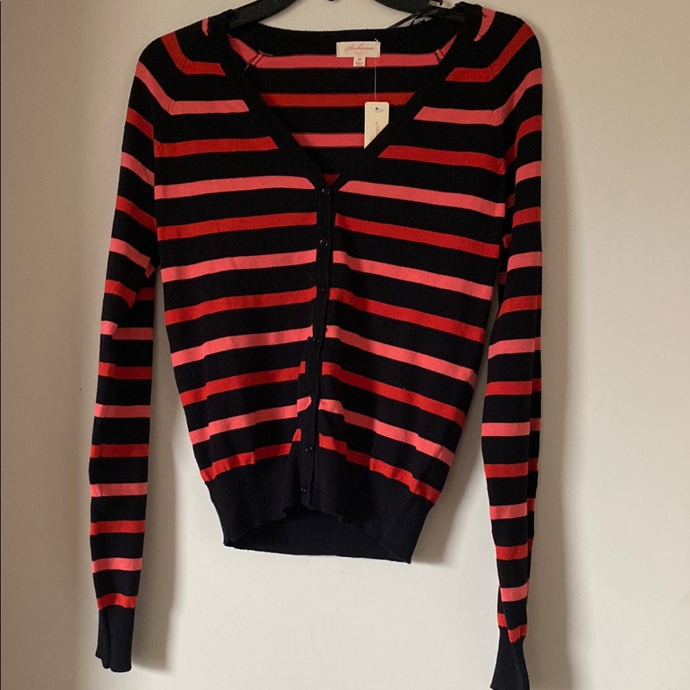Women's Striped Sweater - Black and Pink